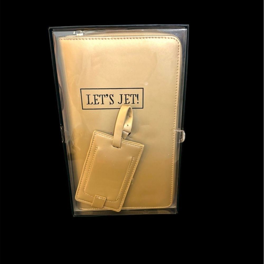 Gold Travel Wallet and Luggage Tag Set